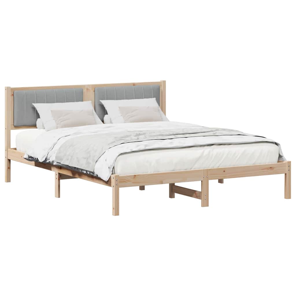 Bed Frame with Upholstered Headboard Light Grey 160 x 200 cm