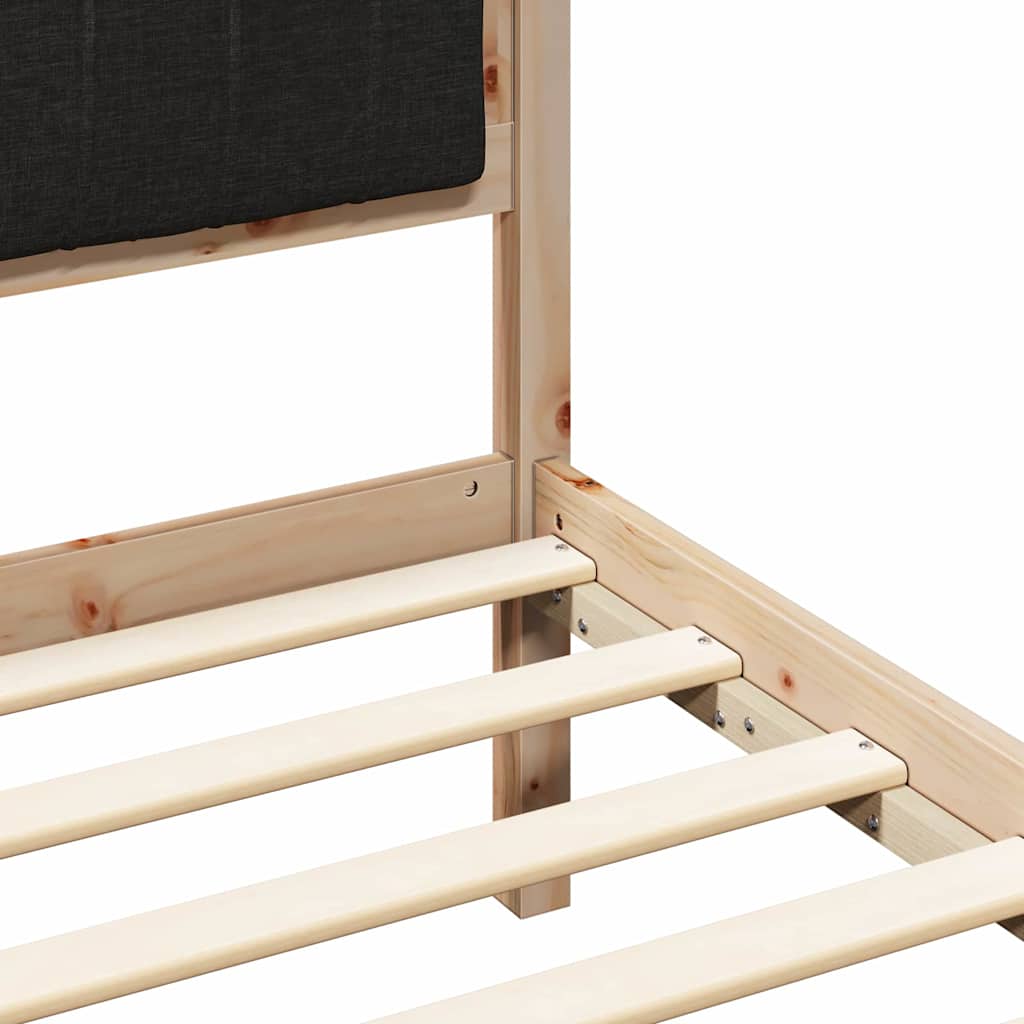 Bed Frame with Upholstered Headboard Black 160 x 200 cm