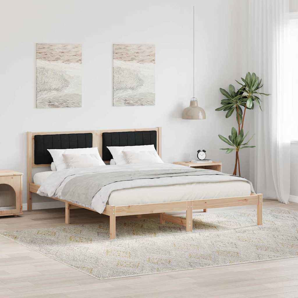 Bed Frame with Upholstered Headboard Black 160 x 200 cm
