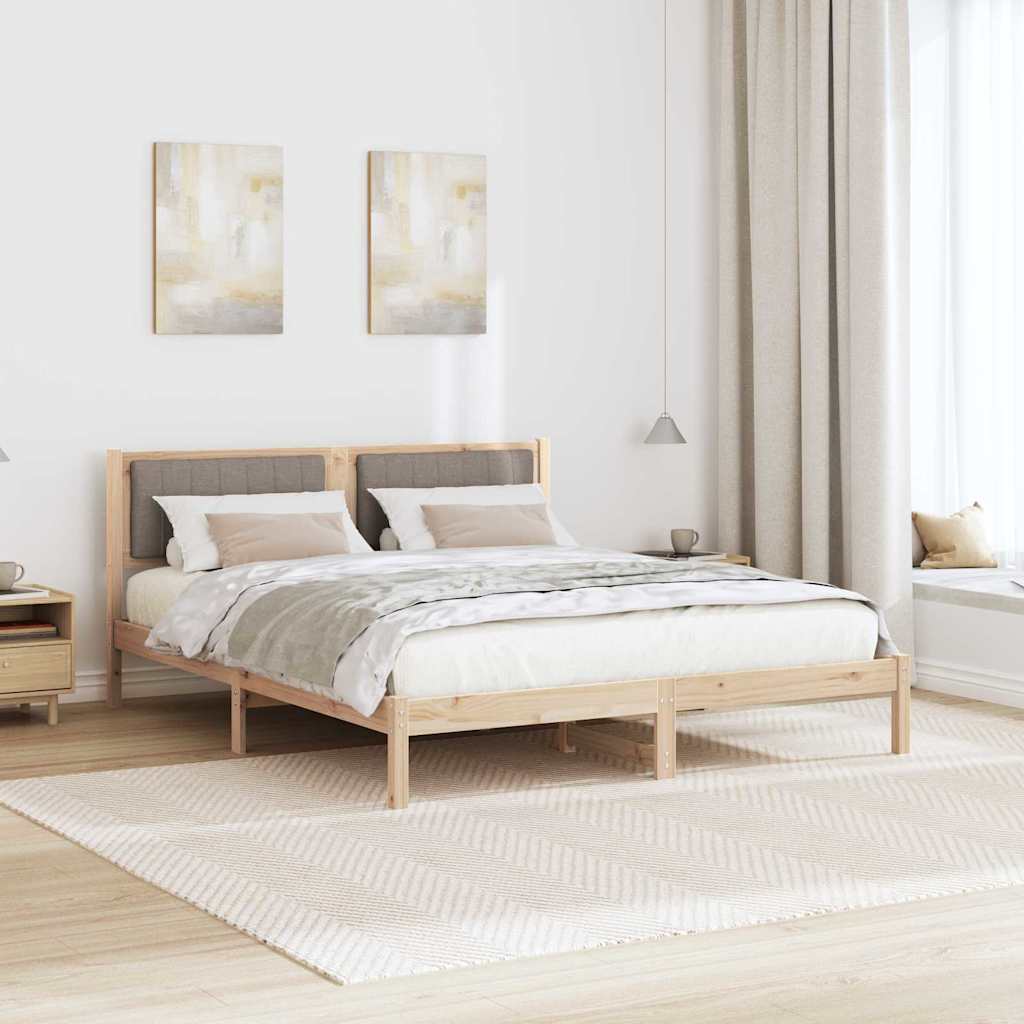 Bed Frame with Upholstered Headboard Taupe 160 x 200 cm
