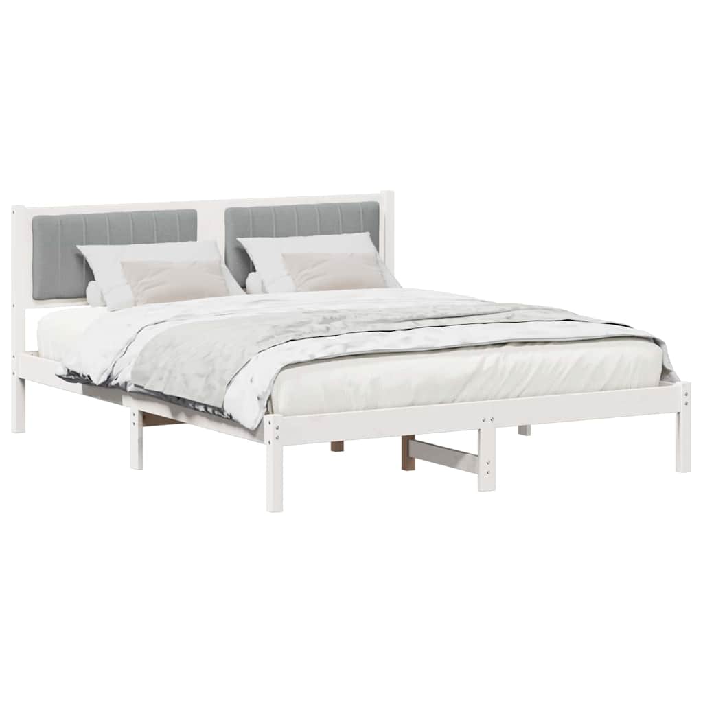 Bed Frame with Upholstered Headboard Light Grey 160 x 200 cm