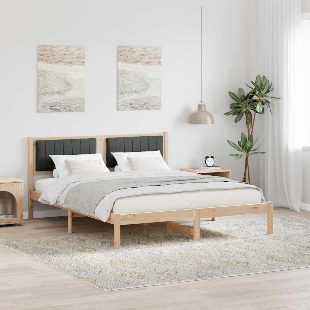 Bed Frame with Upholstered Headboard Dark Grey 150 x 200 cm