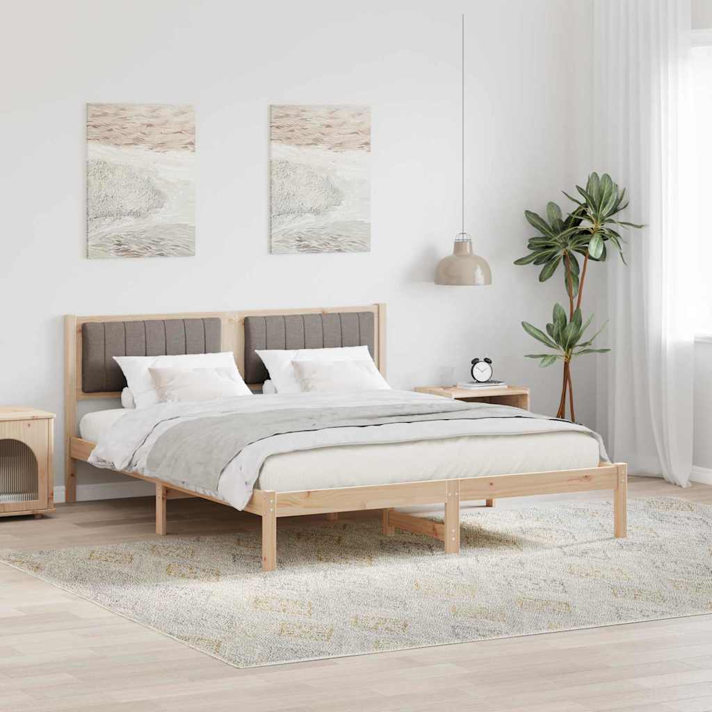 Bed Frame with Upholstered Headboard Taupe 150 x 200 cm