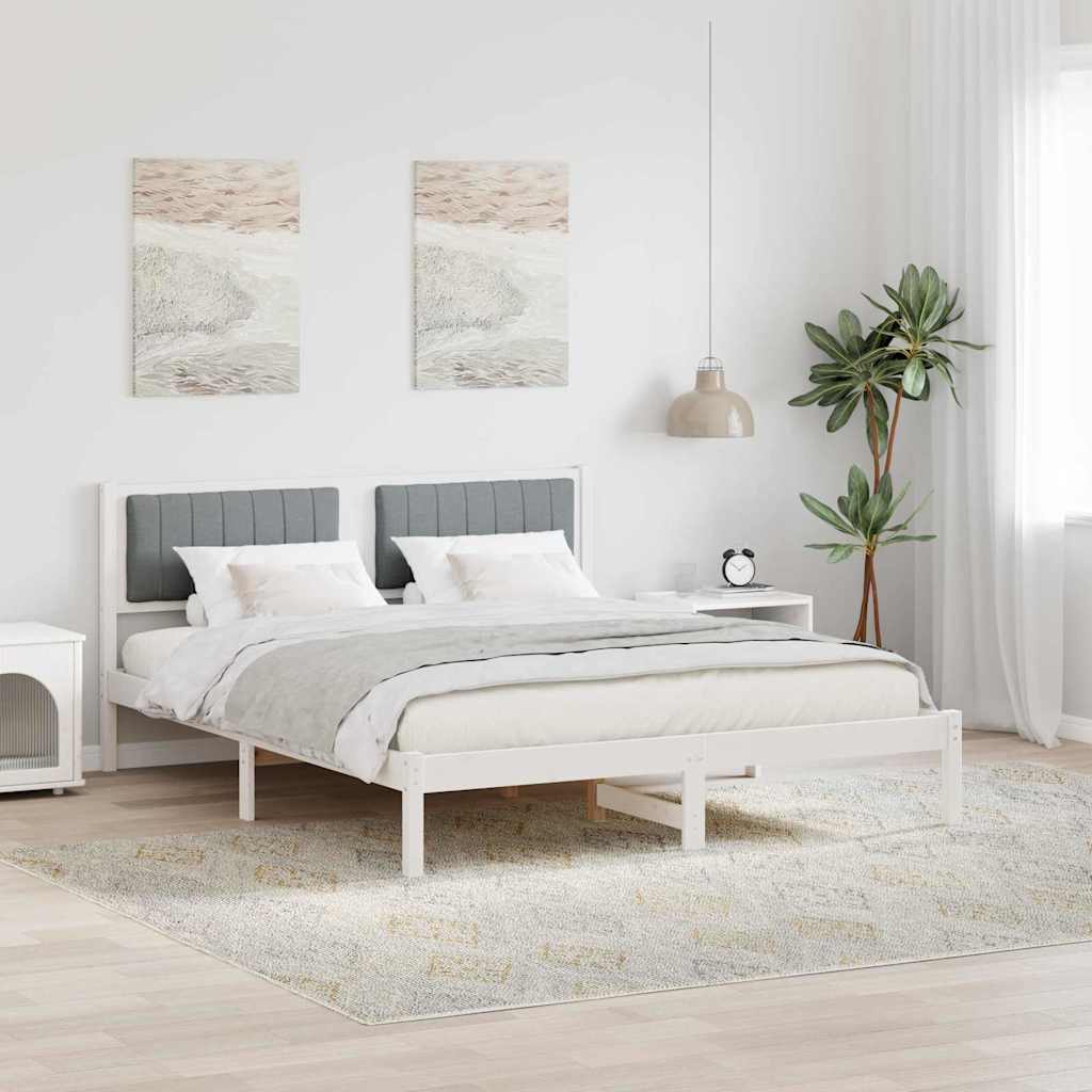 Bed Frame with Upholstered Headboard Light Grey 150 x 200 cm