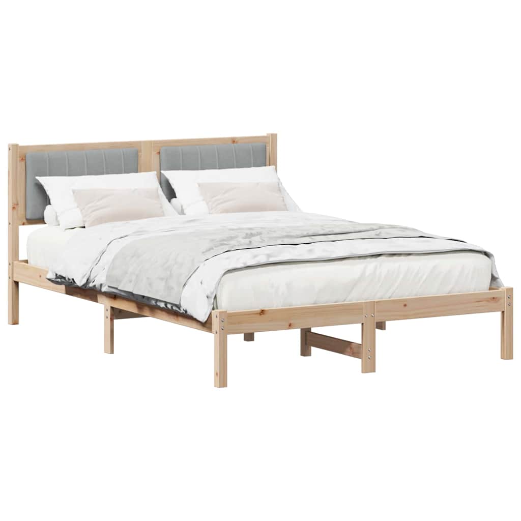 Bed Frame with Upholstered Headboard Light Grey 140 x 200 cm