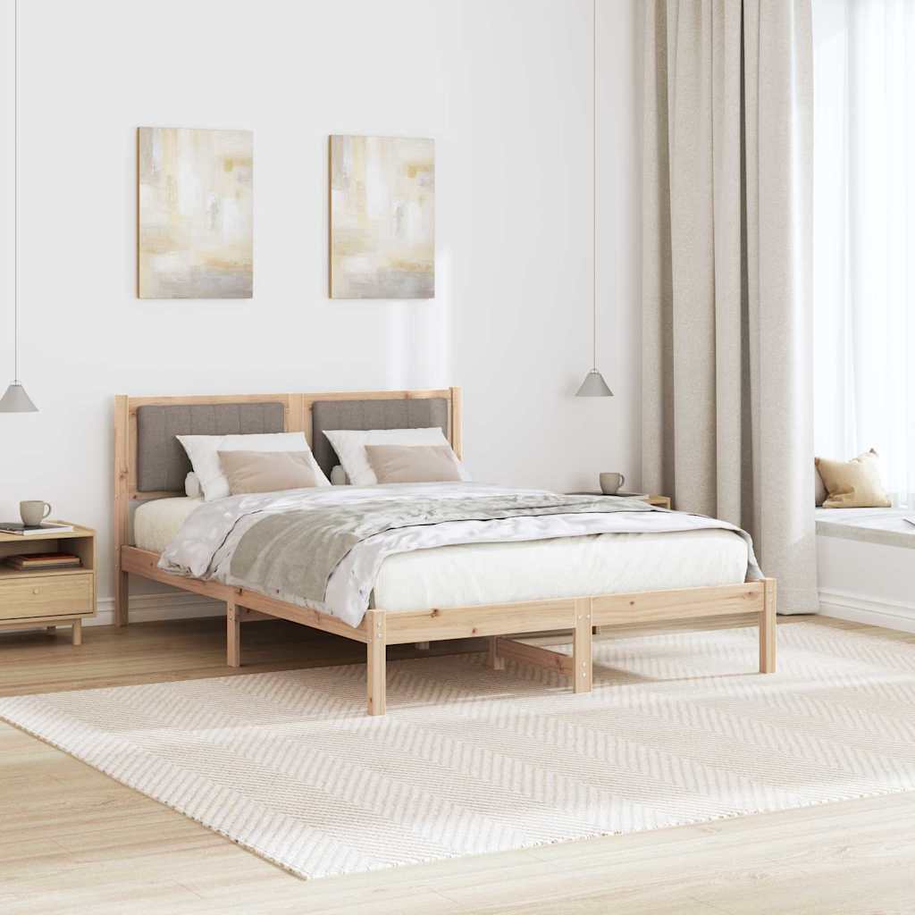 Bed Frame with Upholstered Headboard Taupe 140 x 200 cm