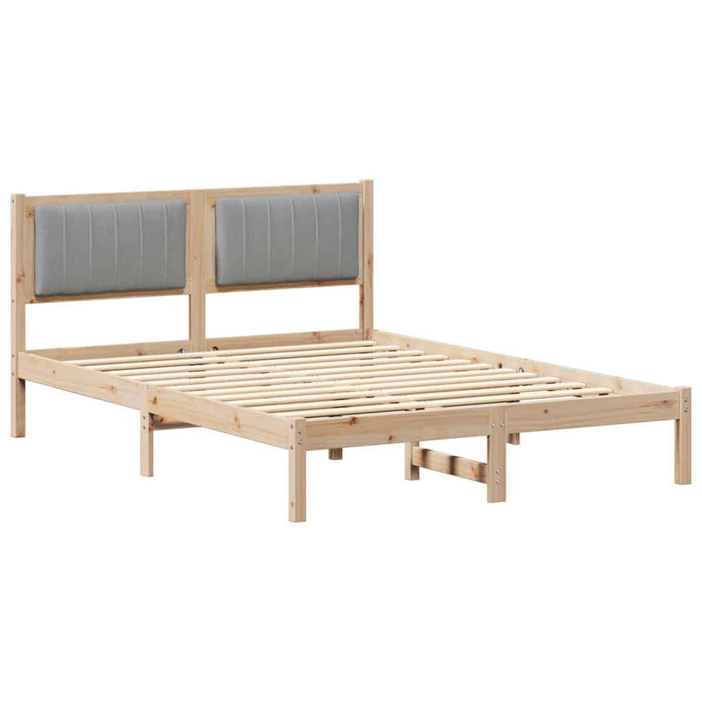 Bed Frame with Upholstered Headboard Light Grey 140 x 190 cm