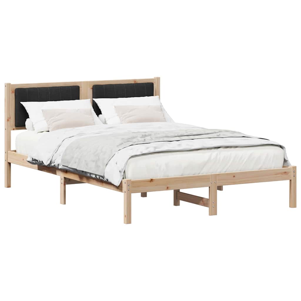 Bed Frame with Upholstered Headboard Black 140 x 190 cm