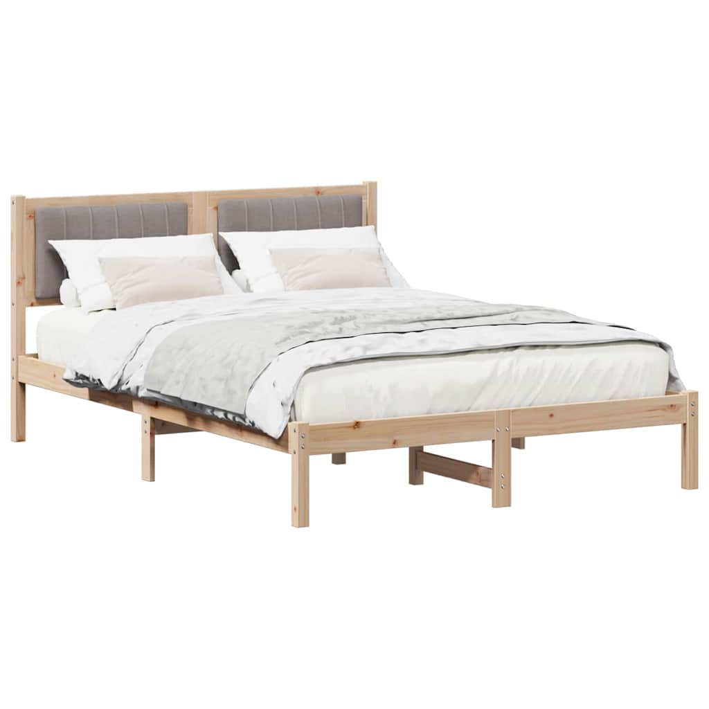 Bed Frame with Upholstered Headboard Taupe 140 x 190 cm