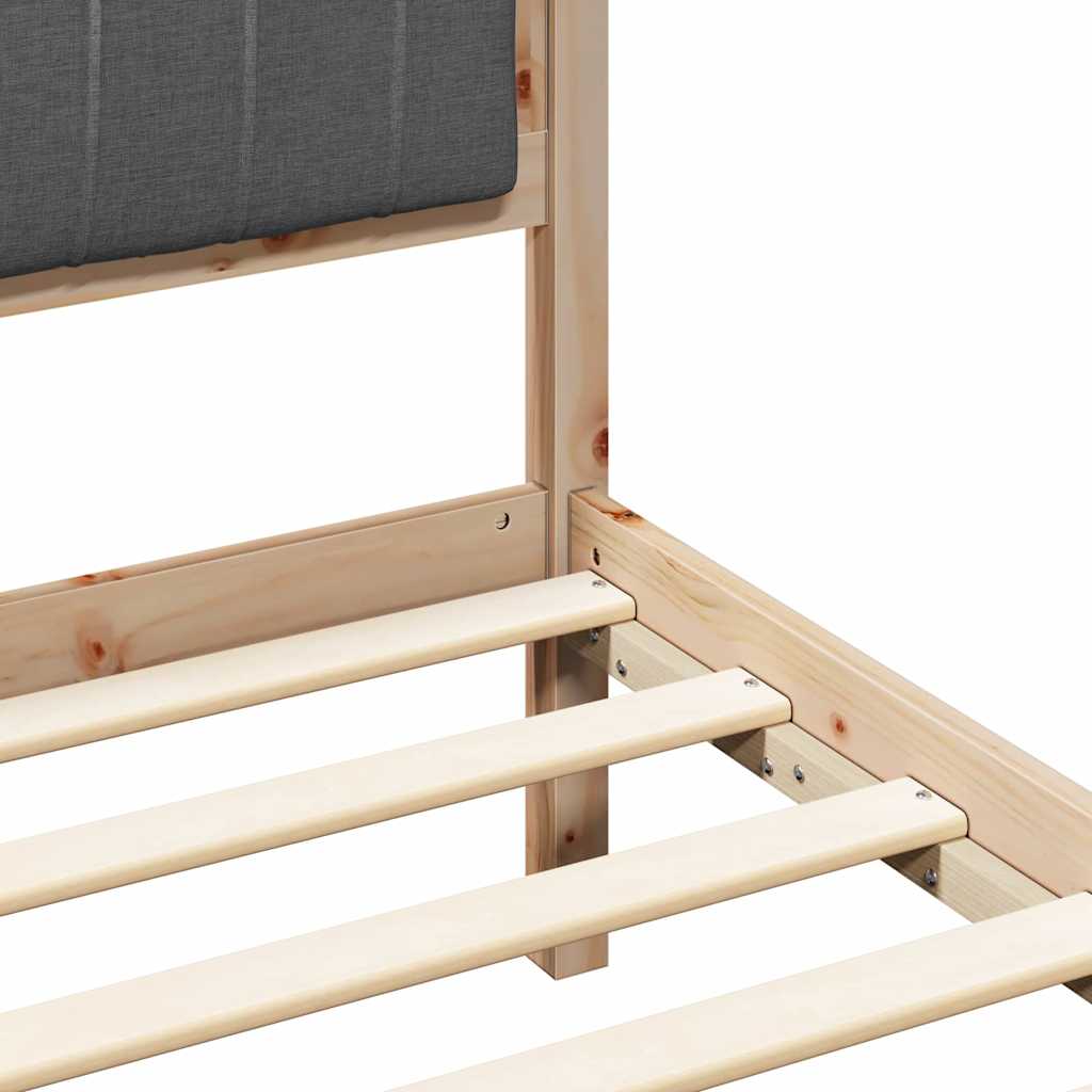 Bed Frame with Upholstered Headboard Dark Grey 120 x 190 cm