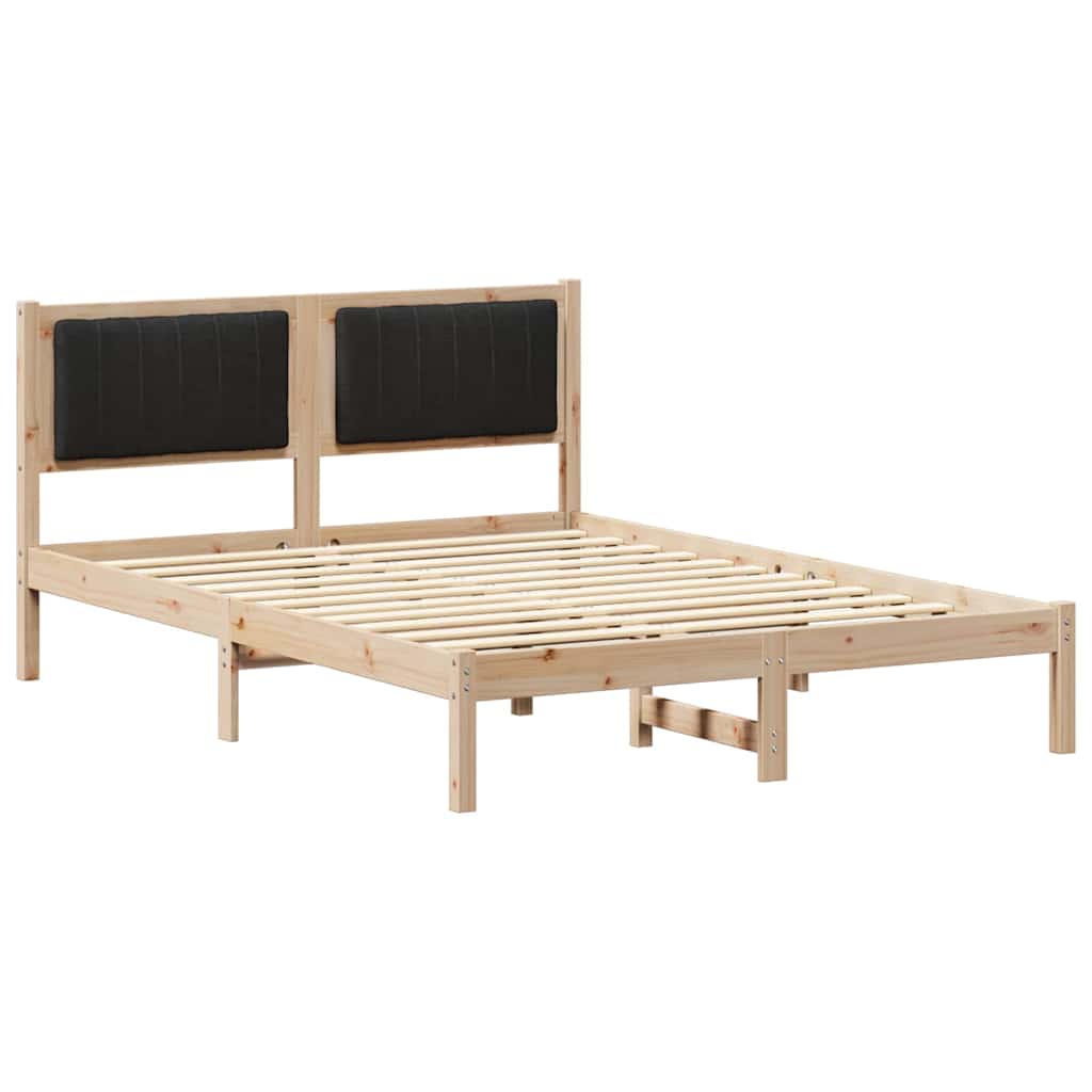 Bed Frame with Upholstered Headboard Black 120 x 190 cm