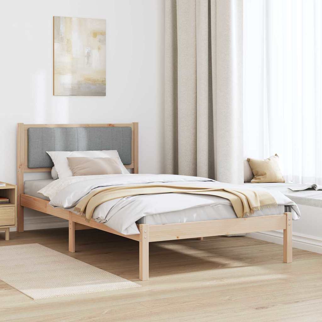 Bed Frame with Upholstered Headboard Light Grey 100 x 200 cm