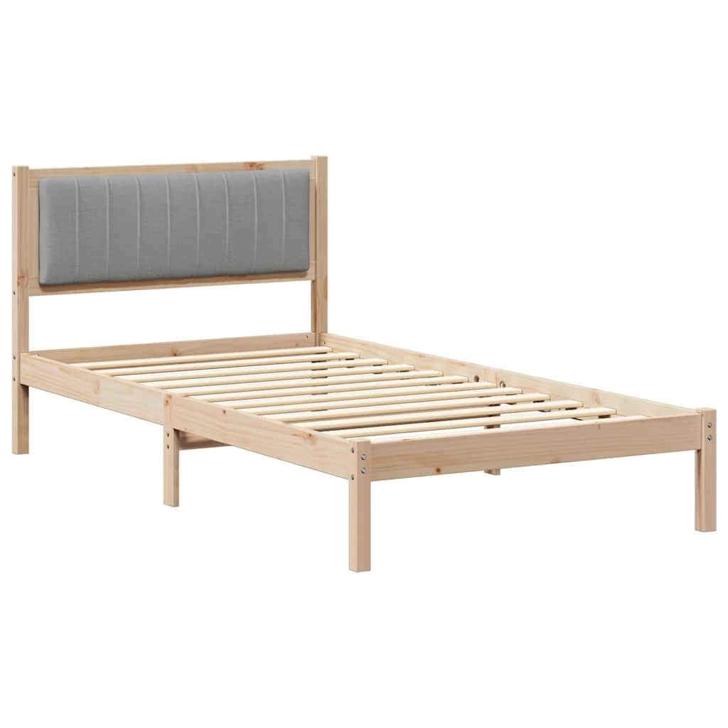 Bed Frame with Upholstered Headboard Light Grey 100 x 200 cm