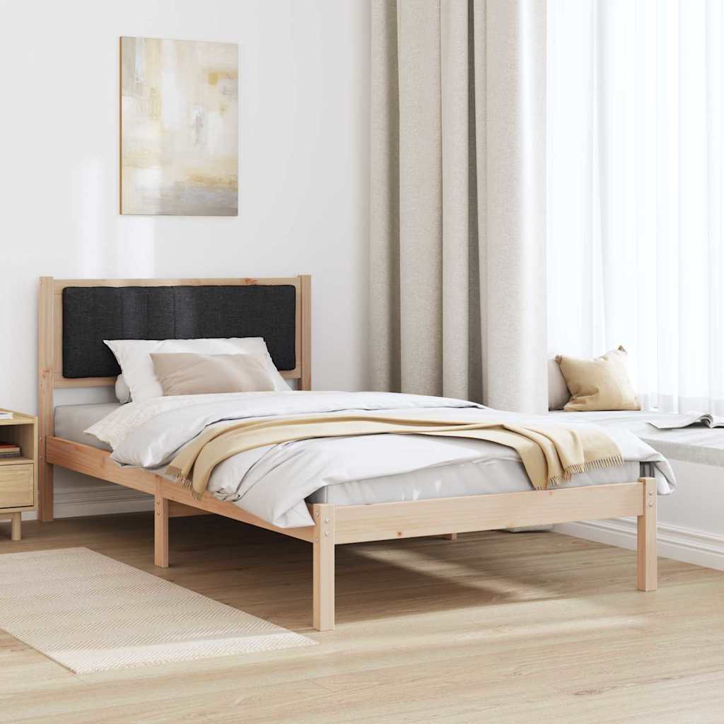 Bed Frame with Upholstered Headboard Black 100 x 200 cm