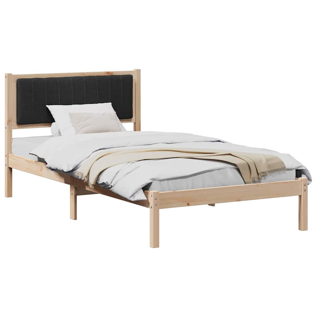 Bed Frame with Upholstered Headboard Black 100 x 200 cm