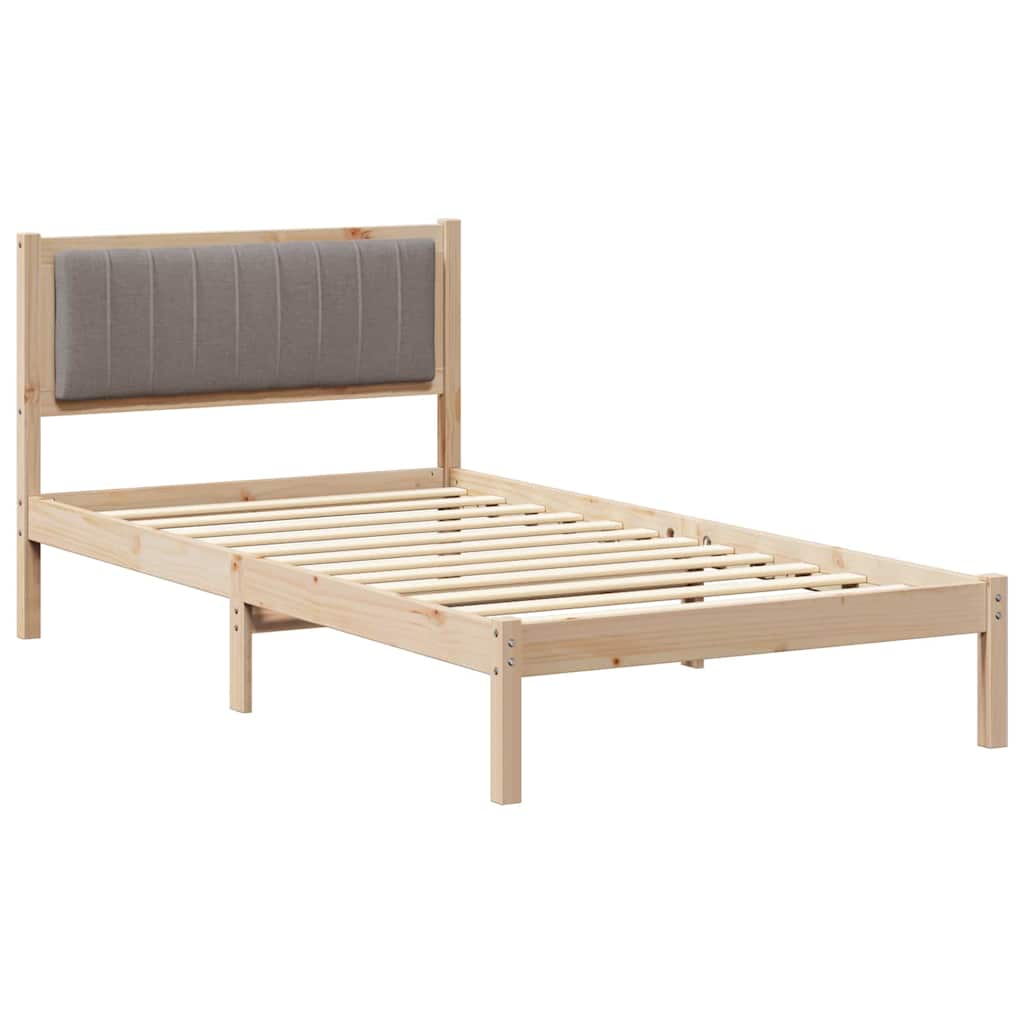 Bed Frame with Upholstered Headboard Taupe 100 x 200 cm