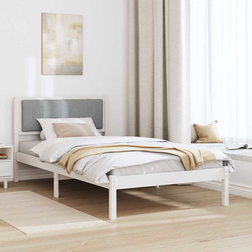Bed Frame with Upholstered Headboard Light Grey 100 x 200 cm