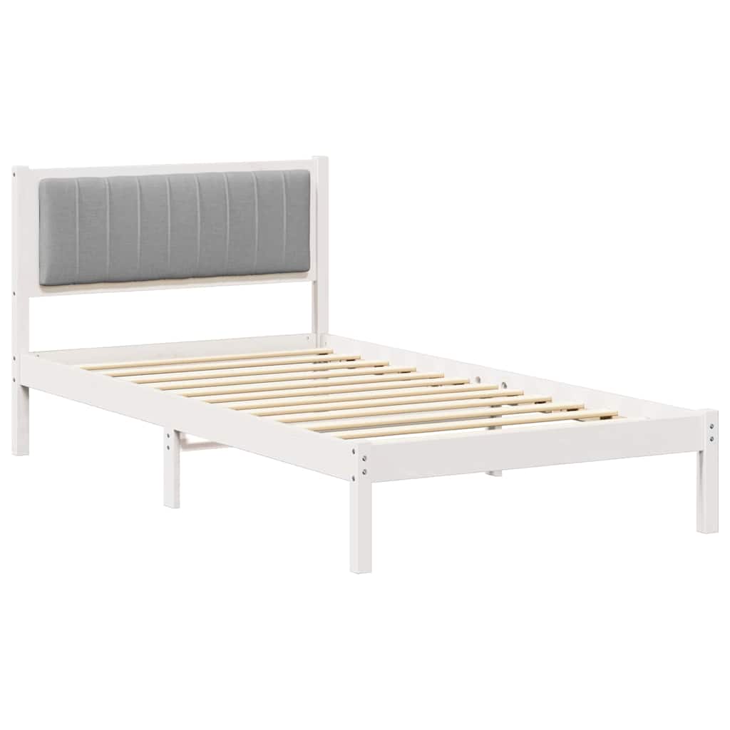 Bed Frame with Upholstered Headboard Light Grey 100 x 200 cm