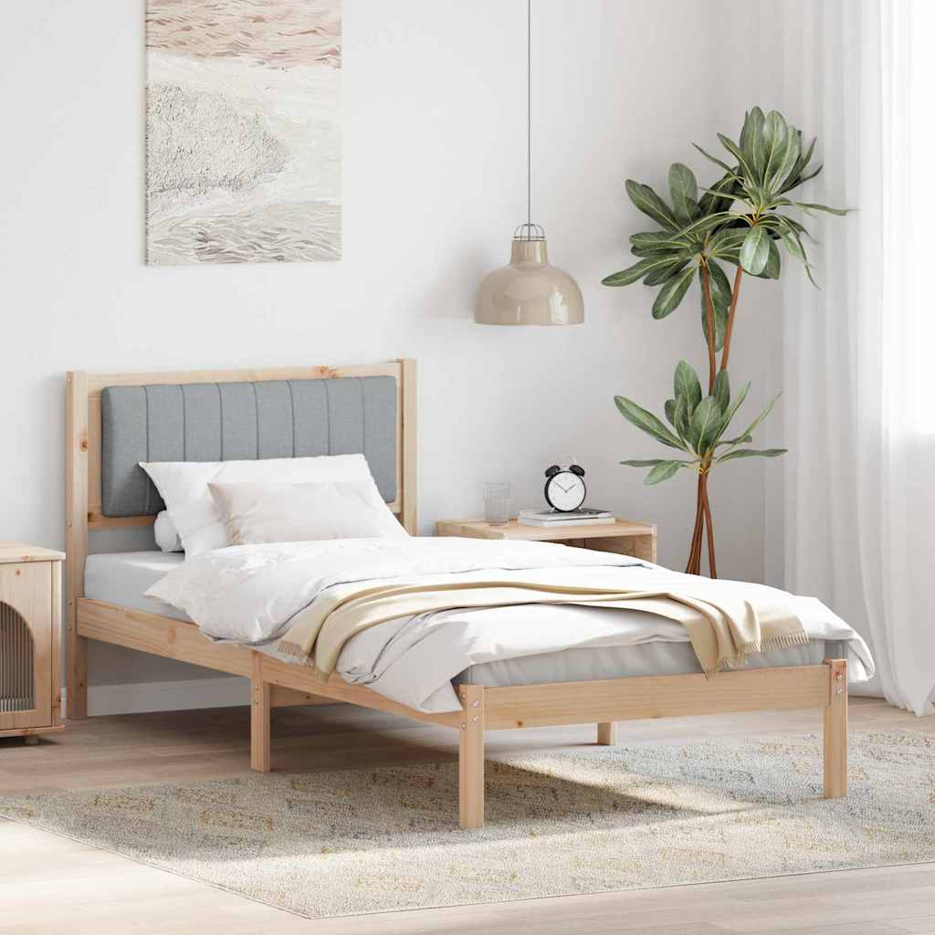 Bed Frame with Upholstered Headboard Light Grey 90 x 200 cm