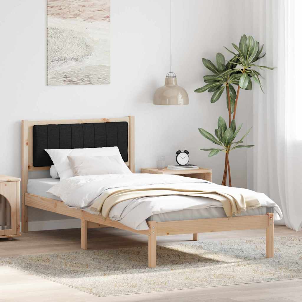 Bed Frame with Upholstered Headboard Black 90 x 200 cm