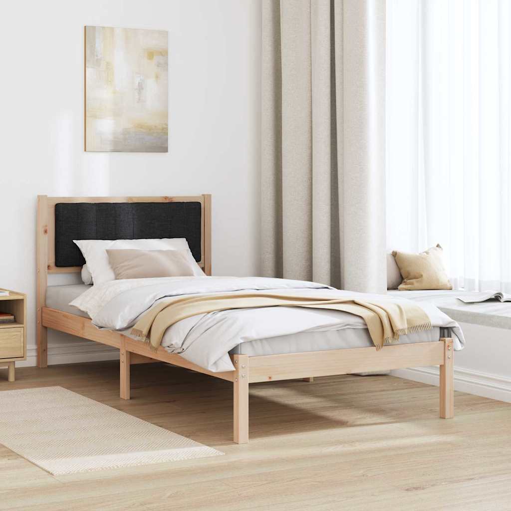 Bed Frame with Upholstered Headboard Black 90 x 200 cm