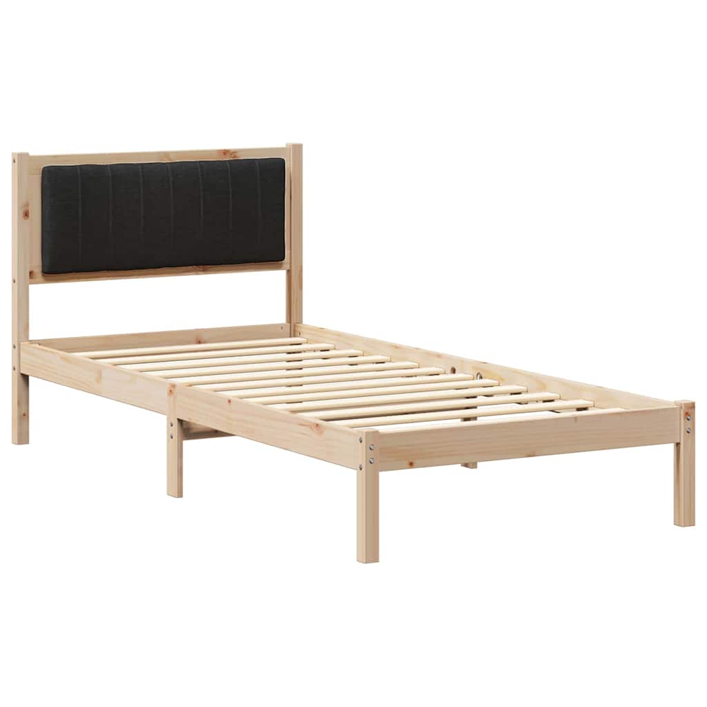 Bed Frame with Upholstered Headboard Black 90 x 200 cm
