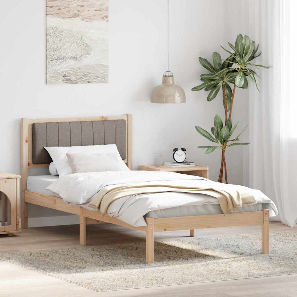 Bed Frame with Upholstered Headboard Taupe 90 x 200 cm