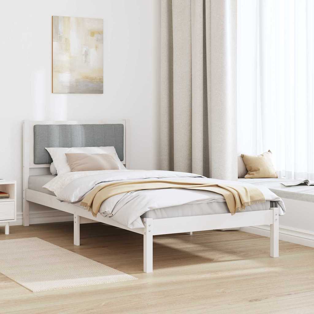 Bed Frame with Upholstered Headboard Light Grey 90 x 200 cm