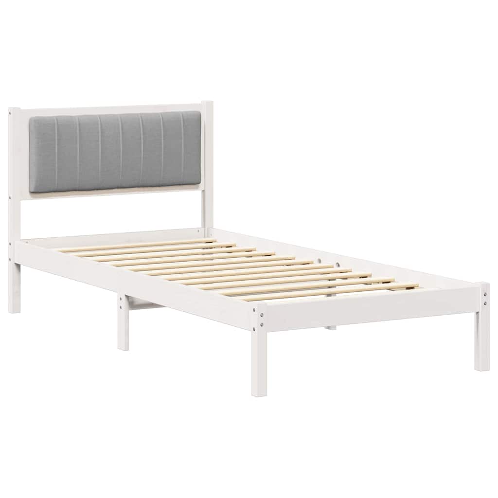 Bed Frame with Upholstered Headboard Light Grey 90 x 200 cm