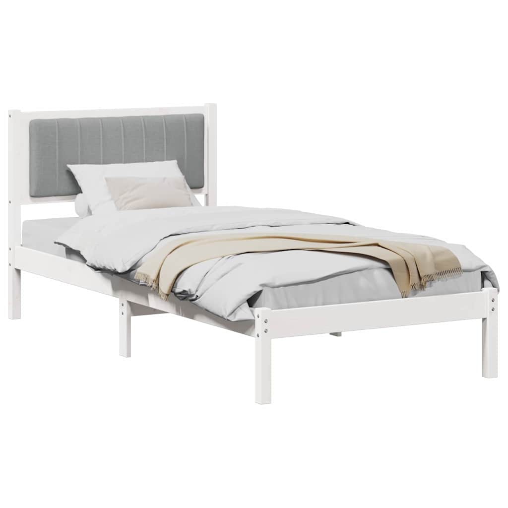 Bed Frame with Upholstered Headboard Light Grey 90 x 200 cm