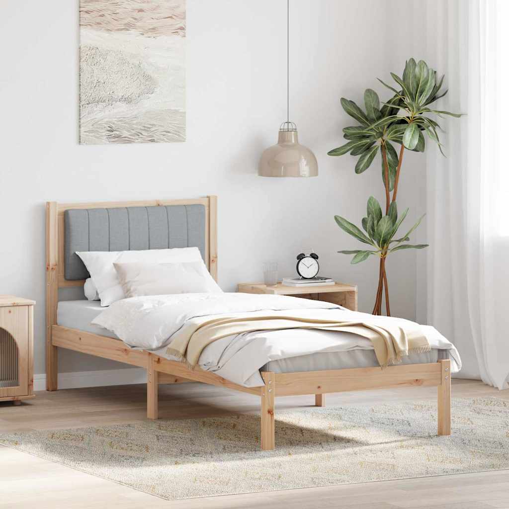 Bed Frame with Upholstered Headboard Light Grey 80 x 200 cm