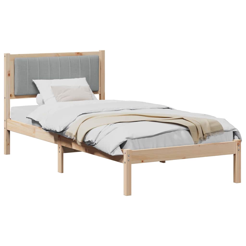 Bed Frame with Upholstered Headboard Light Grey 90 x 190 cm