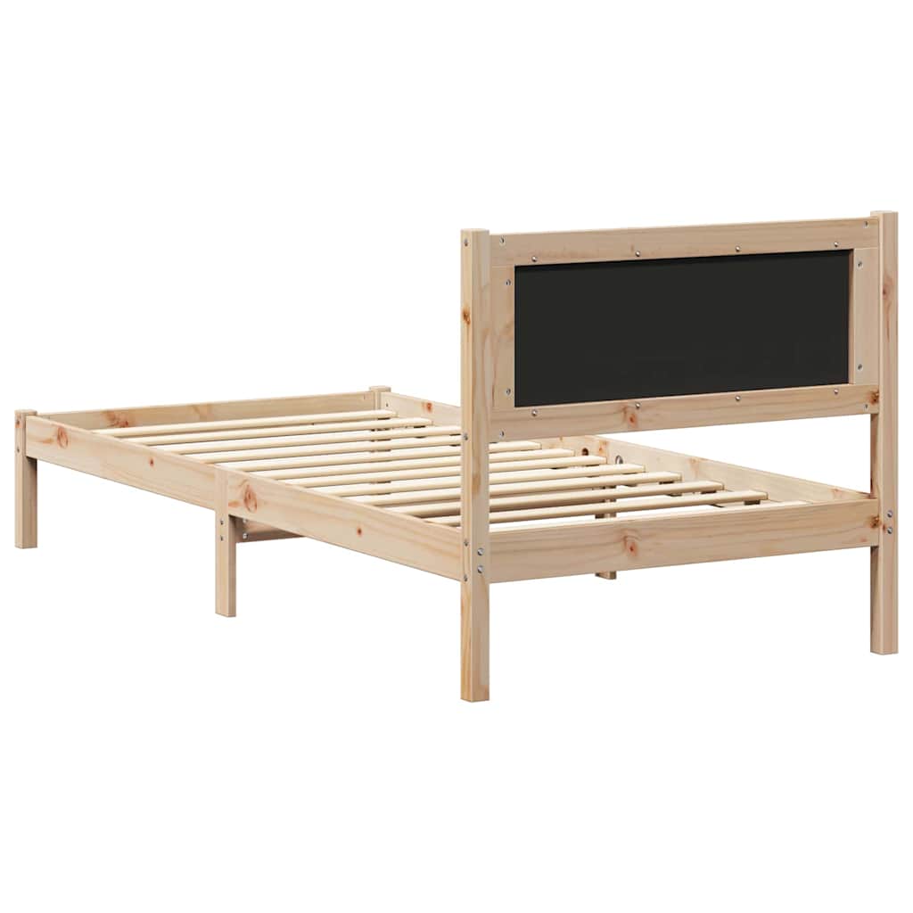 Bed Frame with Upholstered Headboard Black 90 x 190 cm