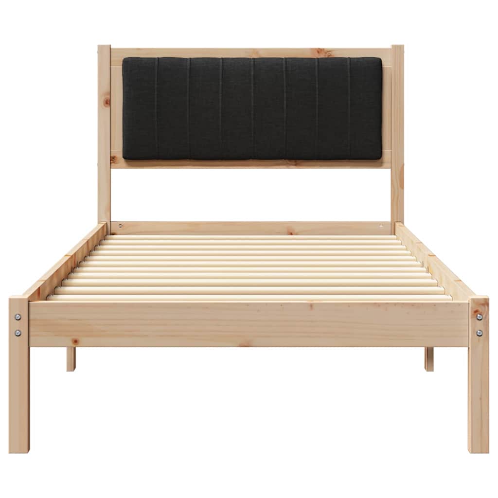 Bed Frame with Upholstered Headboard Black 90 x 190 cm