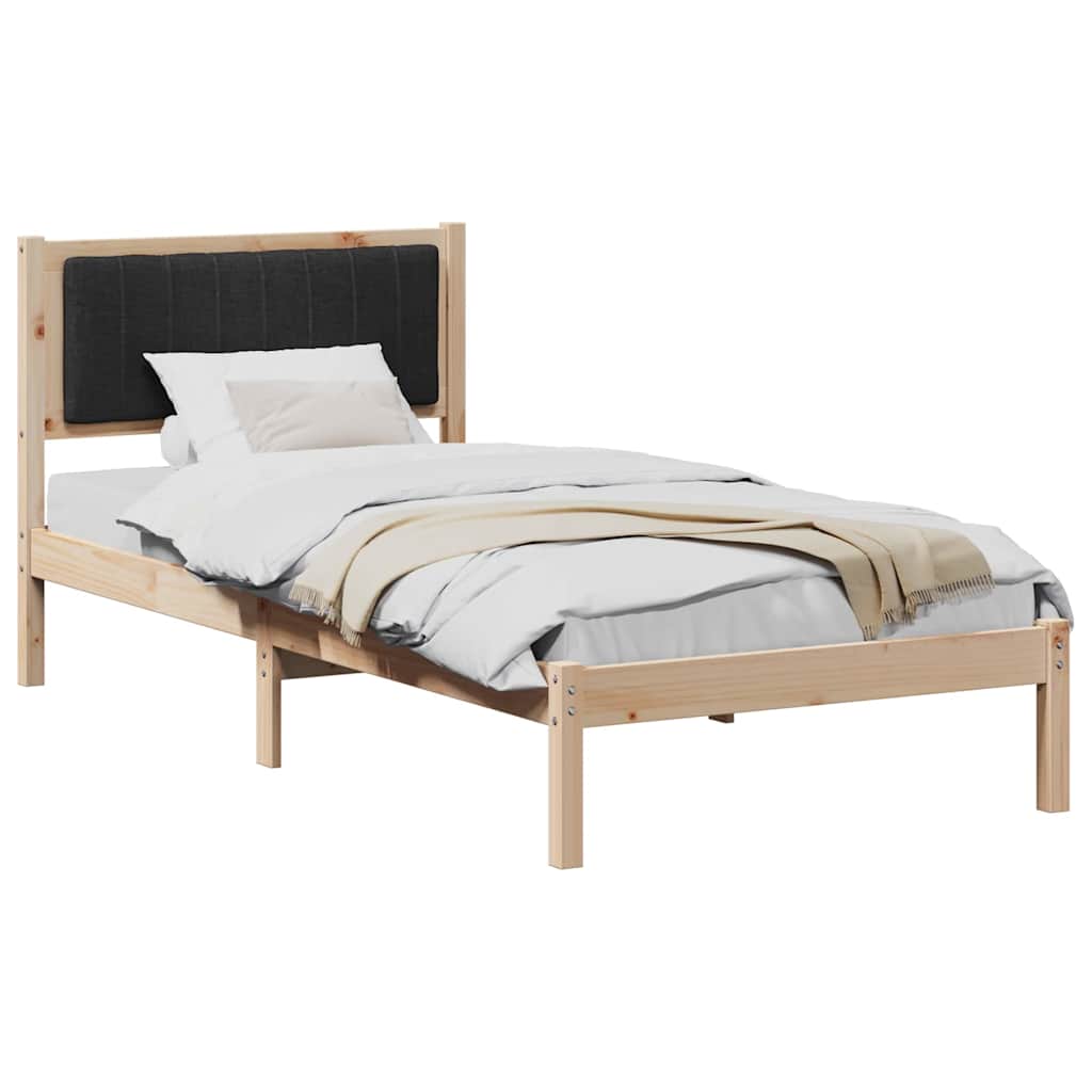 Bed Frame with Upholstered Headboard Black 90 x 190 cm