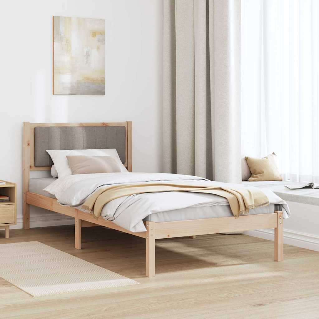 Bed Frame with Upholstered Headboard Taupe 90 x 190 cm