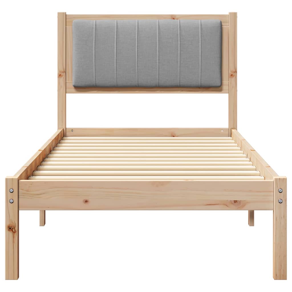 Bed Frame with Upholstered Headboard Light Grey 75 x 190 cm