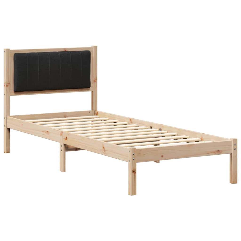 Bed Frame with Upholstered Headboard Black 75 x 190 cm