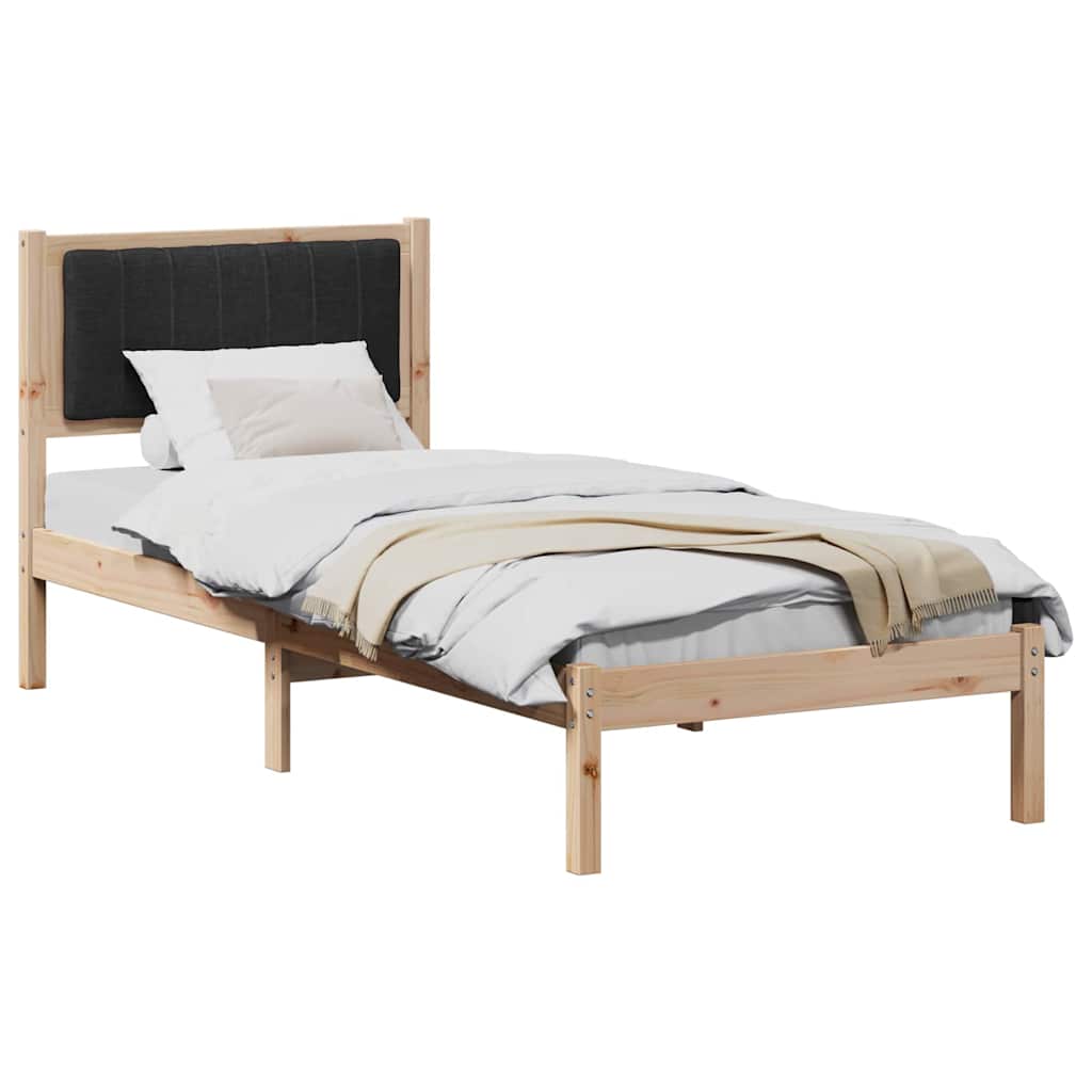 Bed Frame with Upholstered Headboard Black 75 x 190 cm