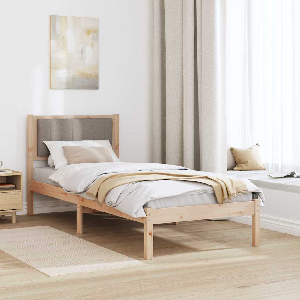 Bed Frame with Upholstered Headboard Taupe 75 x 190 cm