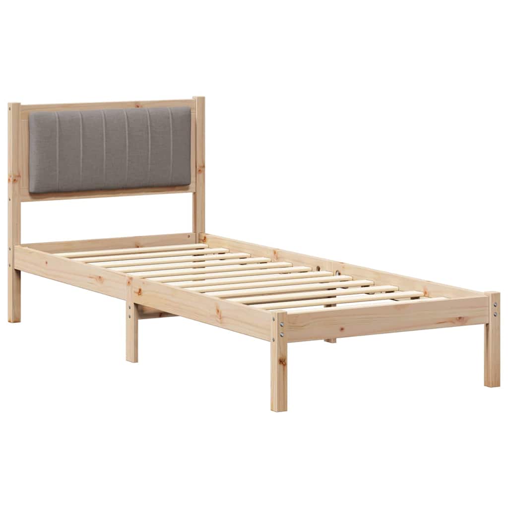 Bed Frame with Upholstered Headboard Taupe 75 x 190 cm