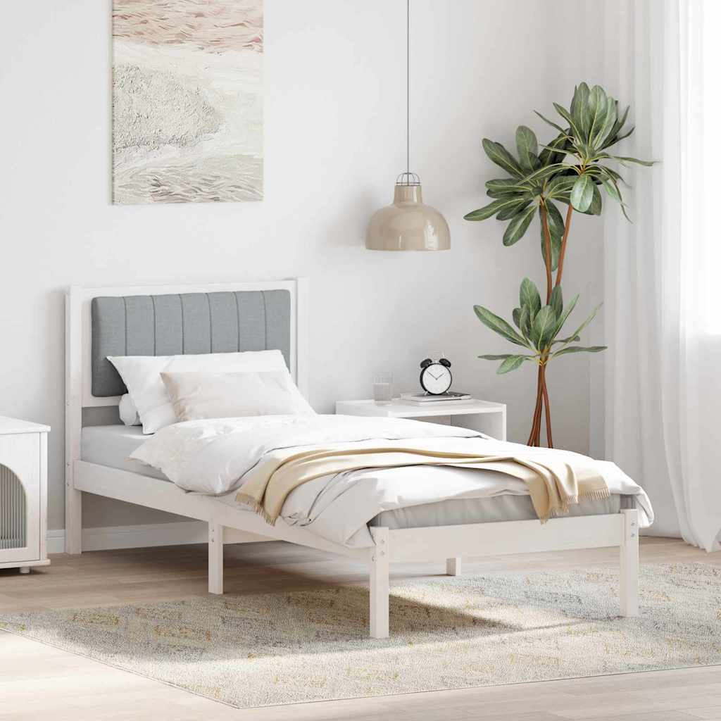 Bed Frame with Upholstered Headboard Light Grey 75 x 190 cm