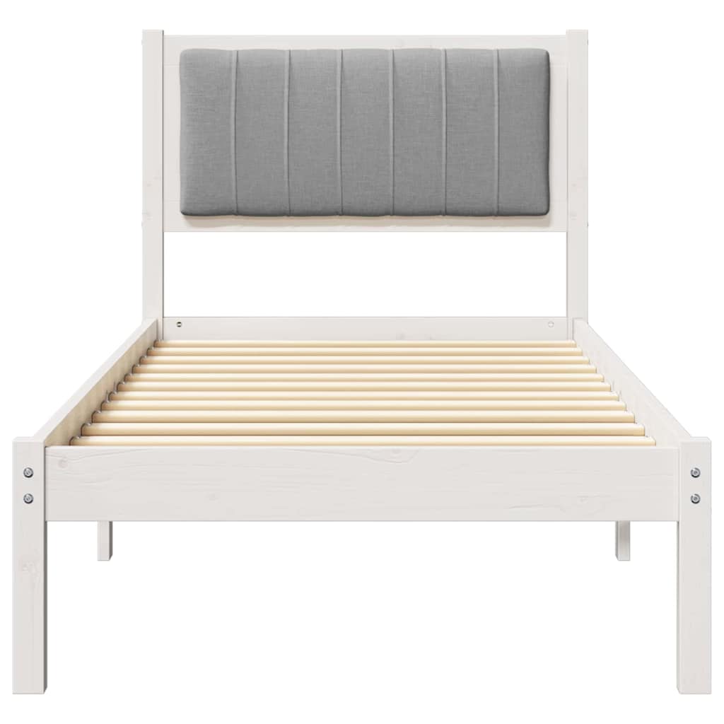 Bed Frame with Upholstered Headboard Light Grey 75 x 190 cm