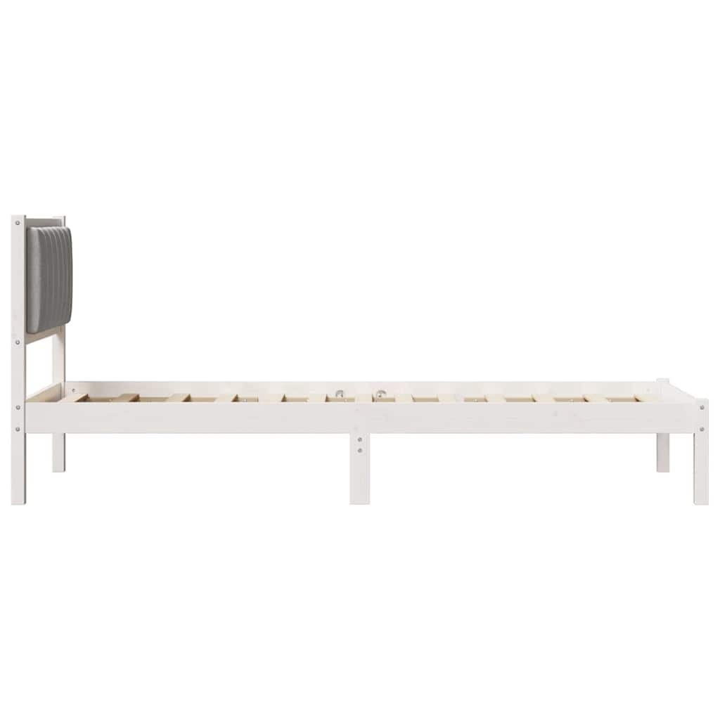 Bed Frame with Upholstered Headboard Light Grey 75 x 190 cm