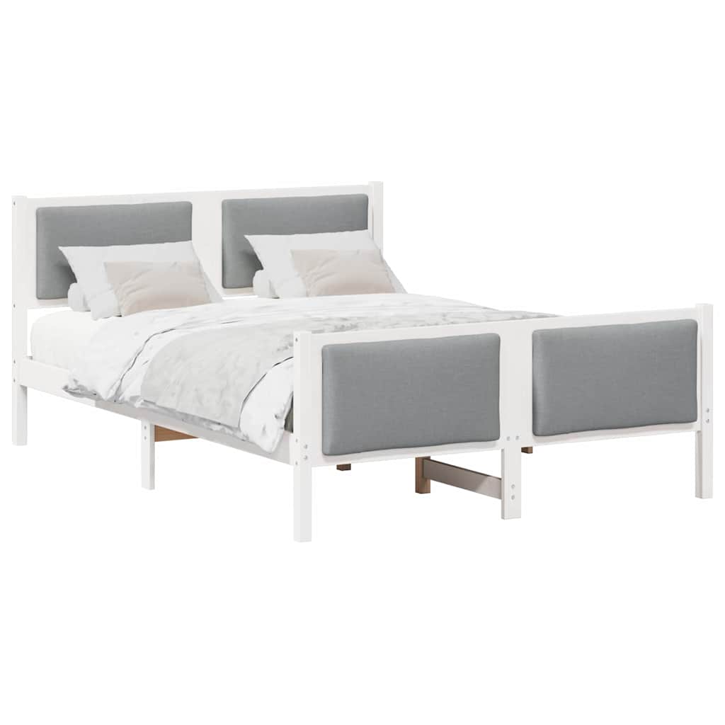 Bed Frame with Headboard Light Grey 140 x 190 cm Fabric