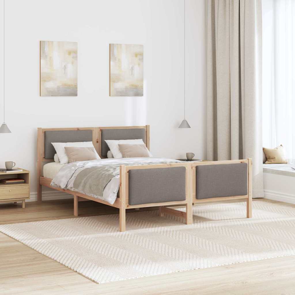 Bed Frame with Headboard Taupe 135 x 190 cm Fabric