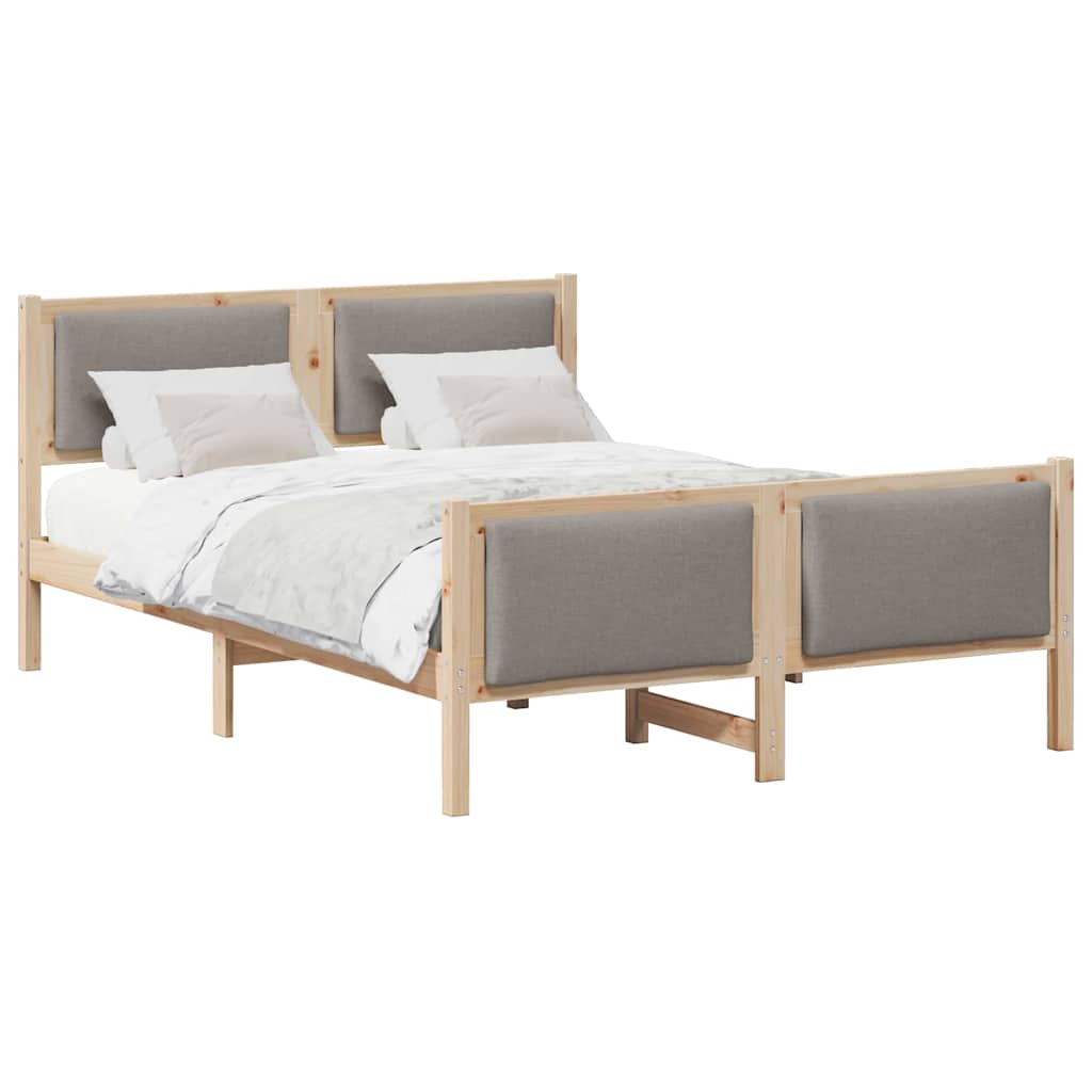 Bed Frame with Headboard Taupe 135 x 190 cm Fabric
