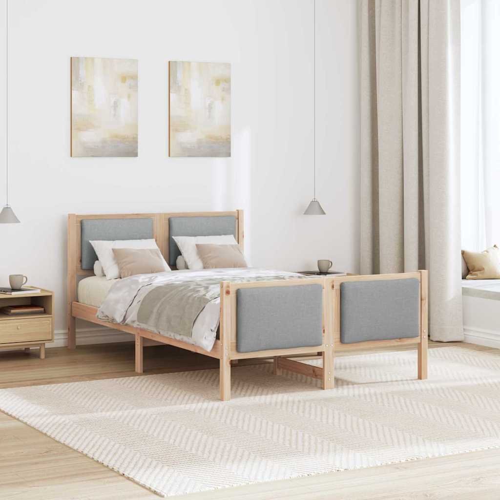 Bed Frame with Headboard Light Grey 120 x 190 cm Fabric
