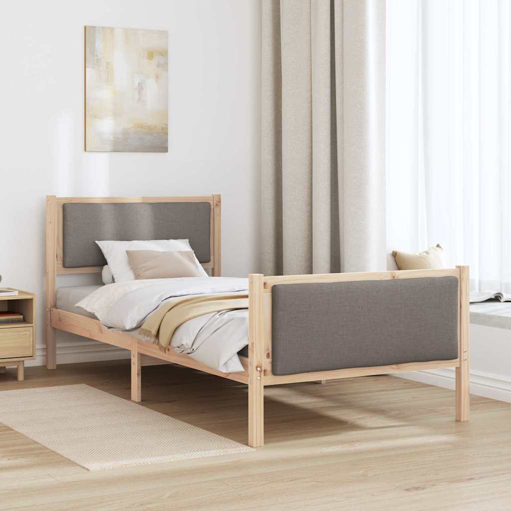 Bed Frame with Headboard Taupe 100 x 200 cm Fabric