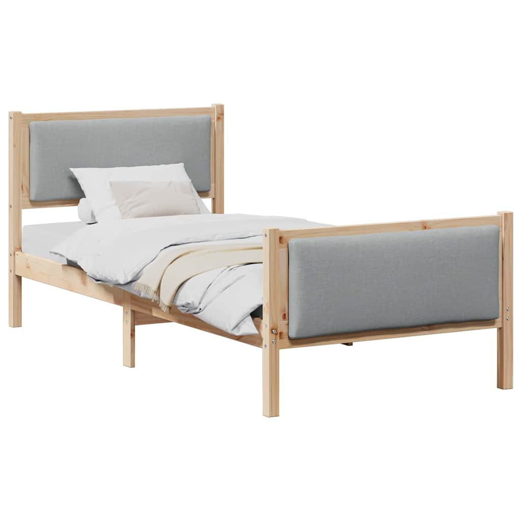 Bed Frame with Headboard Light Grey 90 x 200 cm Fabric